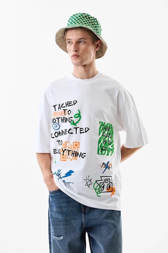 Oversized Fit Cotton Graphic Print T-Shirts
