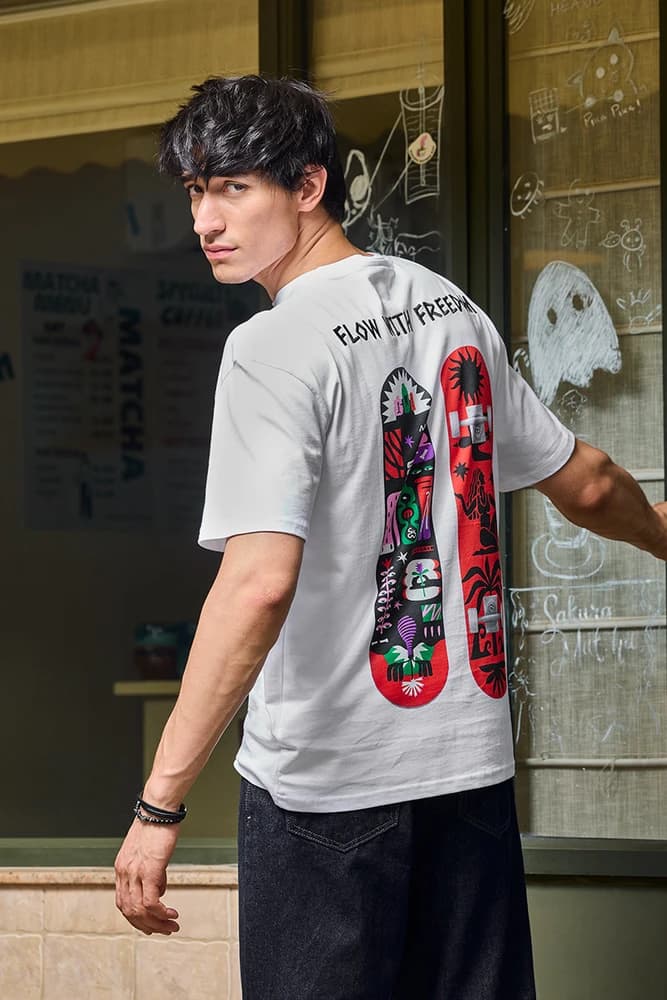 Oversized Fit Cotton Graphic Print T-Shirts
