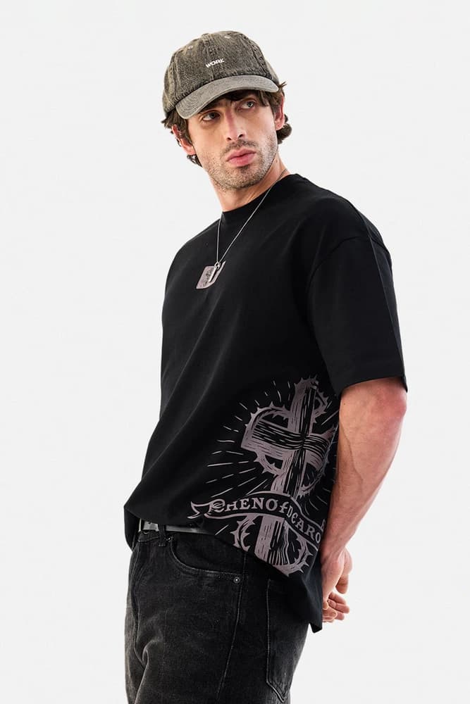 Oversized Fit Cotton Graphic Print T-Shirts