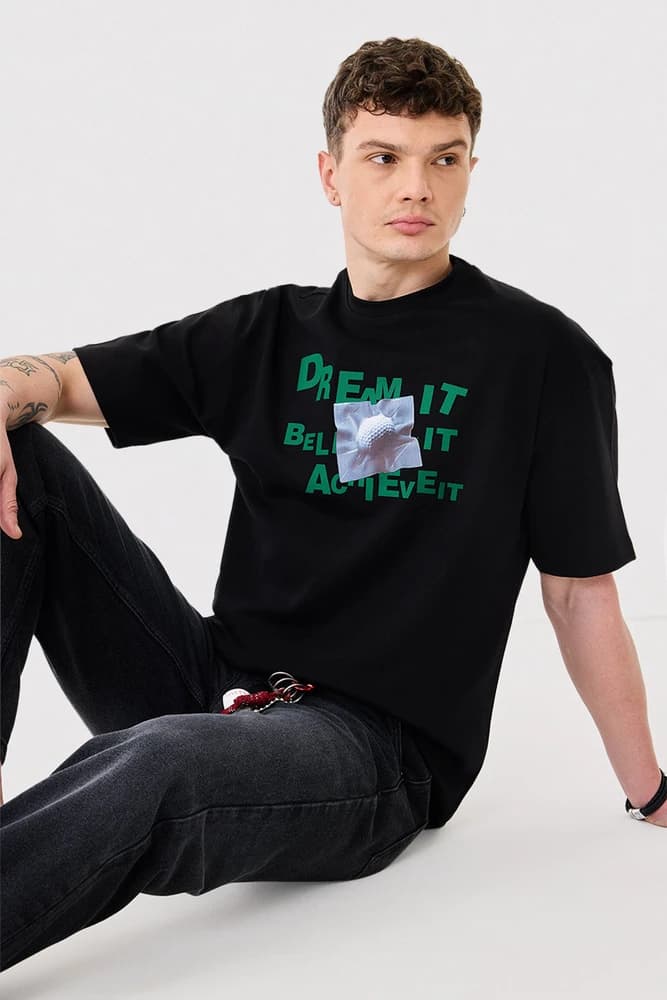 Oversized Fit Cotton Graphic Print T-Shirts