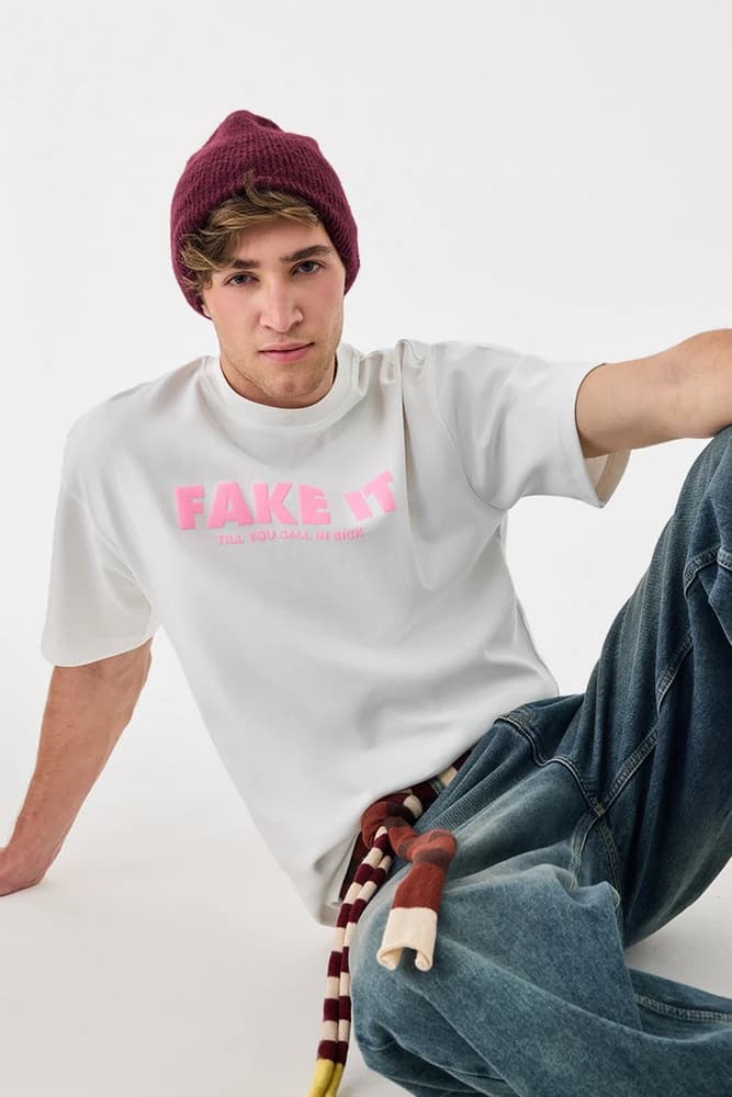 Oversized Fit Cotton Graphic Print T-Shirts