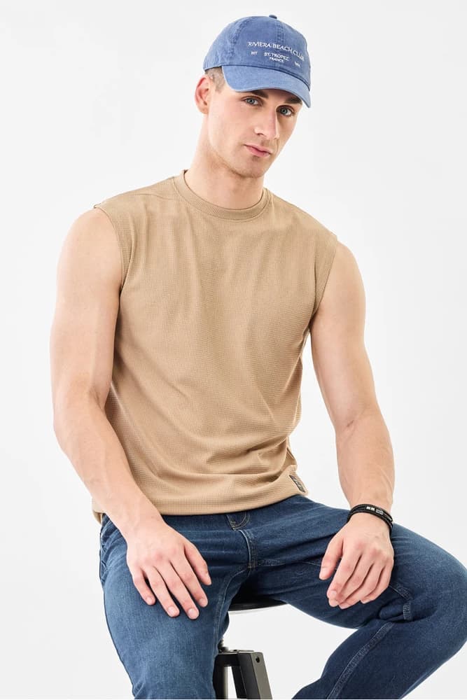 Slim Fit Polyester Textured T-Shirts