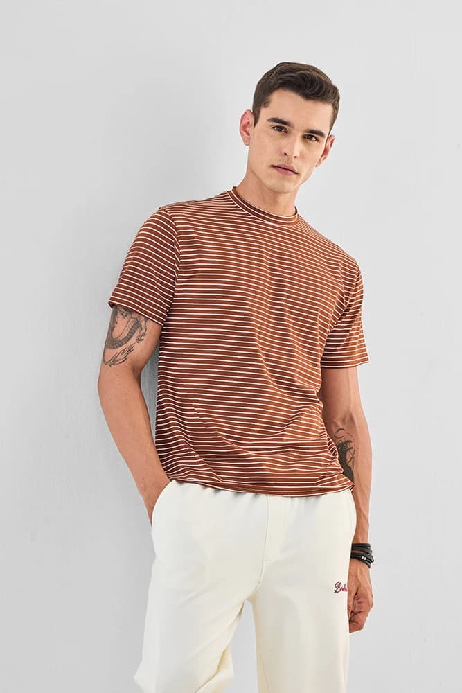 Slim Fit Cotton Stripes T-Shirts