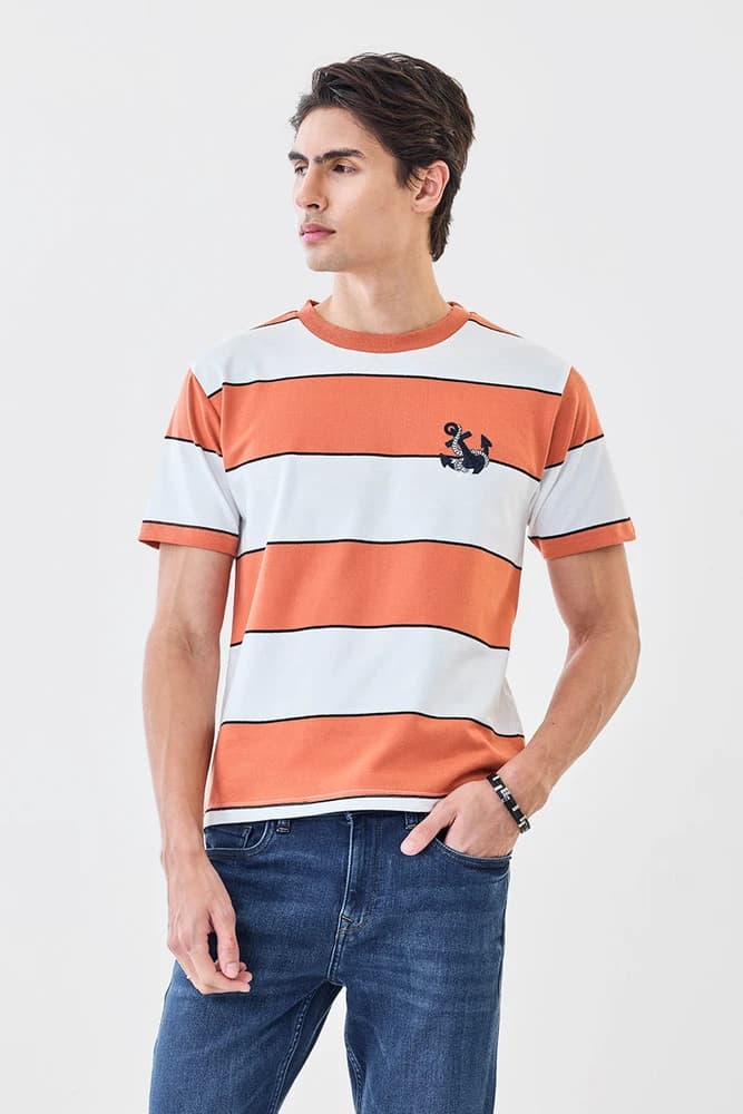 Regular Fit Cotton Stripes T-Shirts