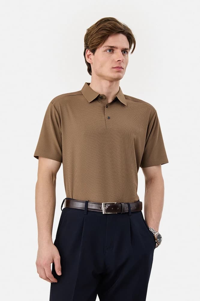 Regular Fit Nylon Textured T-Shirts
