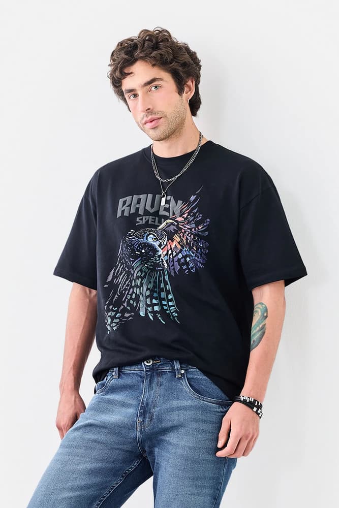 Oversized Fit Cotton Graphic Print T-Shirts
