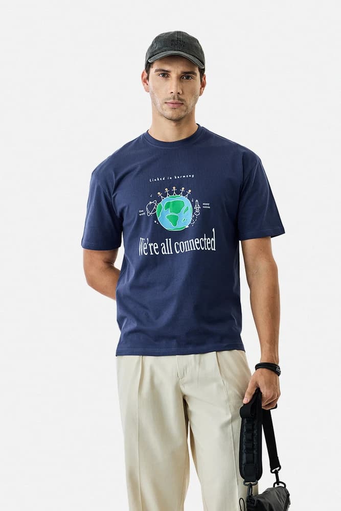 Oversized Fit Cotton Graphic Print T-Shirts