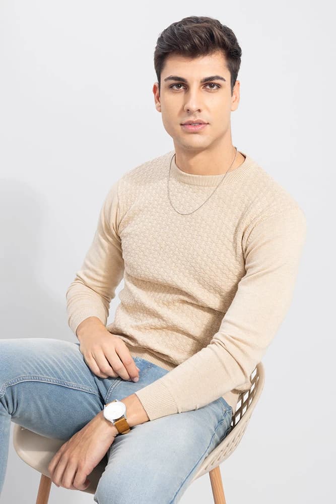 Slim Fit Cotton Textured Sweaters
