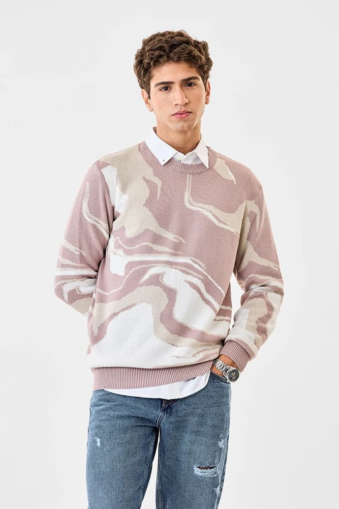 Regular Fit Cotton Abstract Sweaters