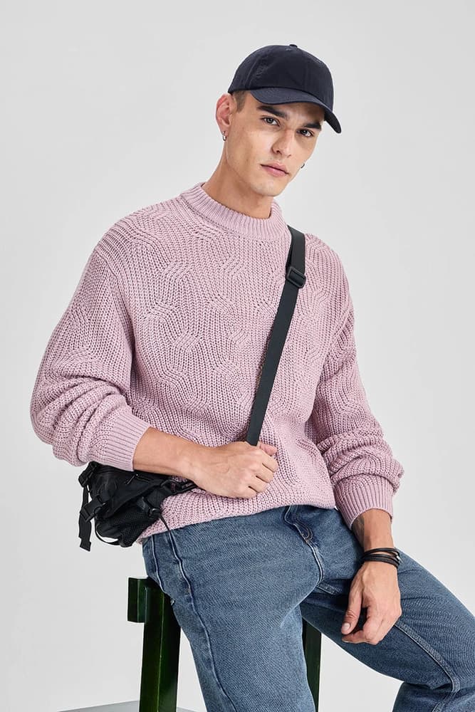 Regular Fit Polyester Textured Sweaters
