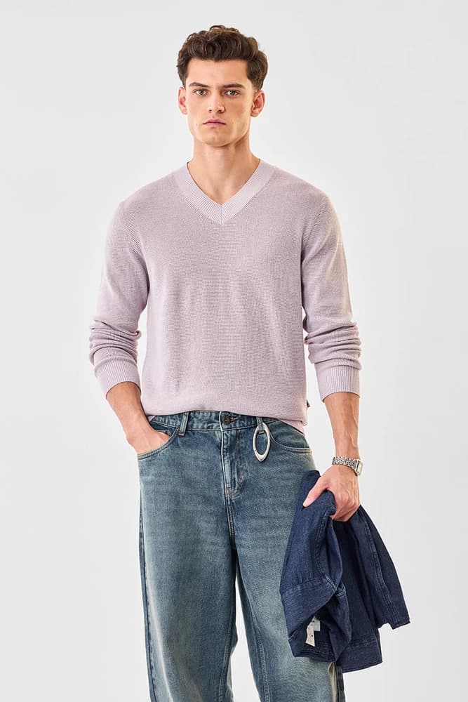Regular Fit Polyester Textured Sweaters