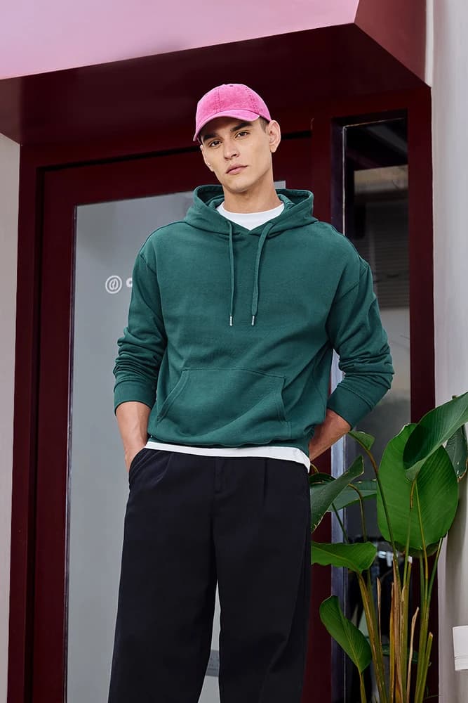 Relaxed Fit Cotton Plain Hoodies
