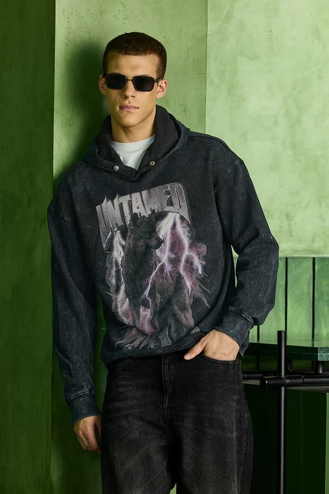 Relaxed Fit Cotton Graphic Print Hoodies