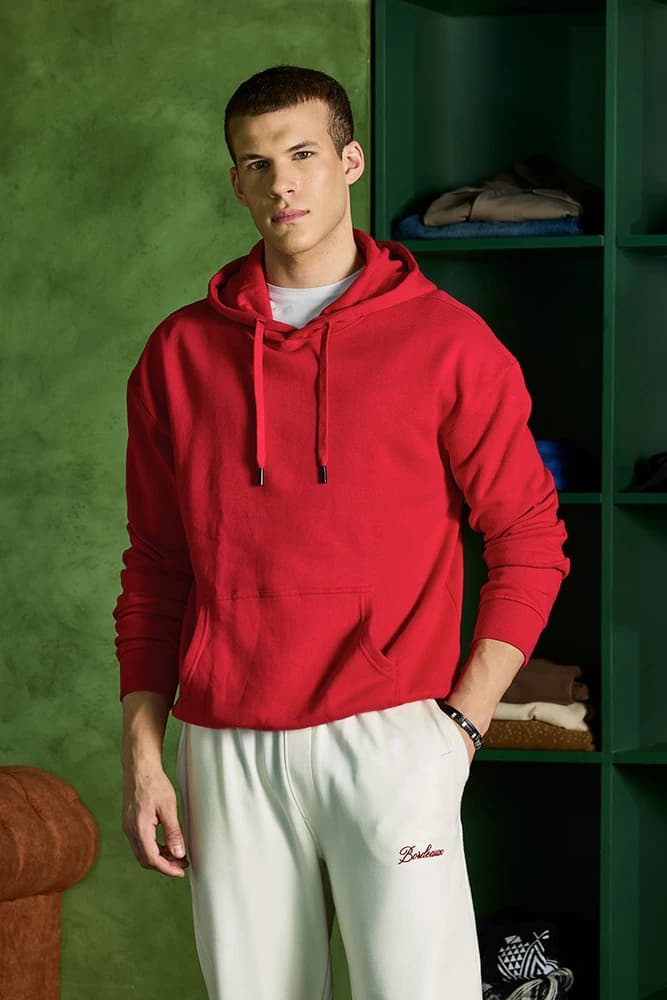 Relaxed Fit Cotton Plain Hoodies