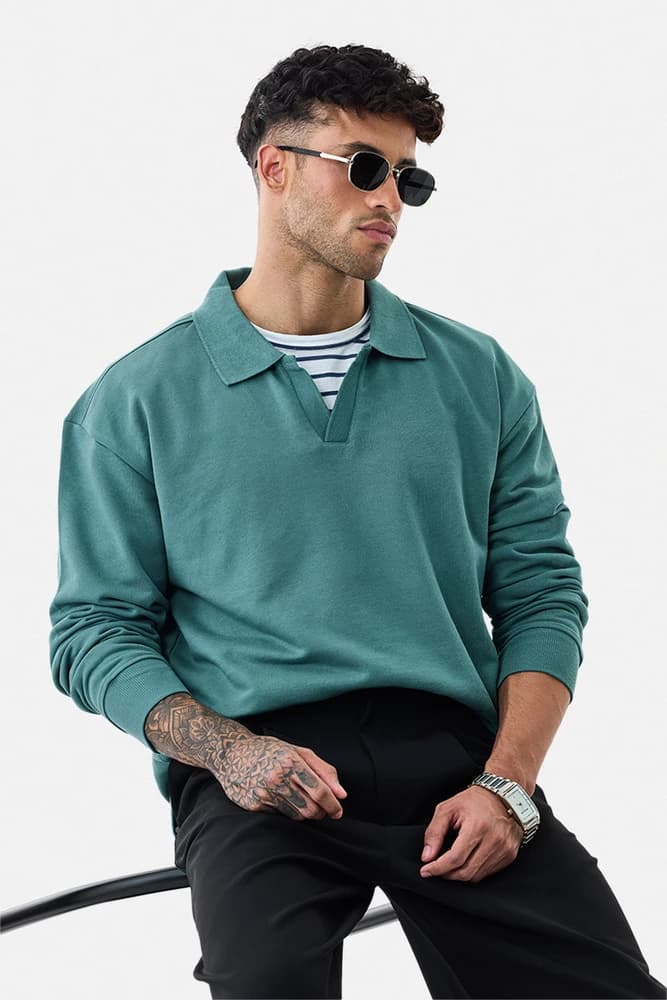 Oversized Fit Cotton Plain Sweatshirts