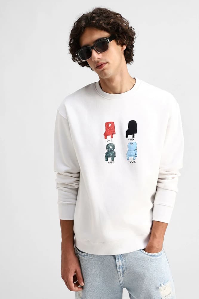 Regular Fit Cotton Graphic Print Sweatshirts