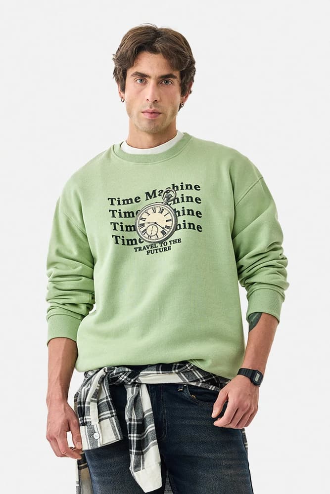 Oversized Fit Cotton Graphic Print Sweatshirts