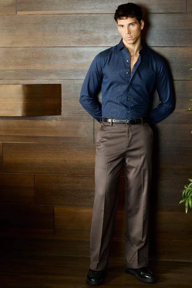 Relaxed Fit Polyester Plain Trousers
