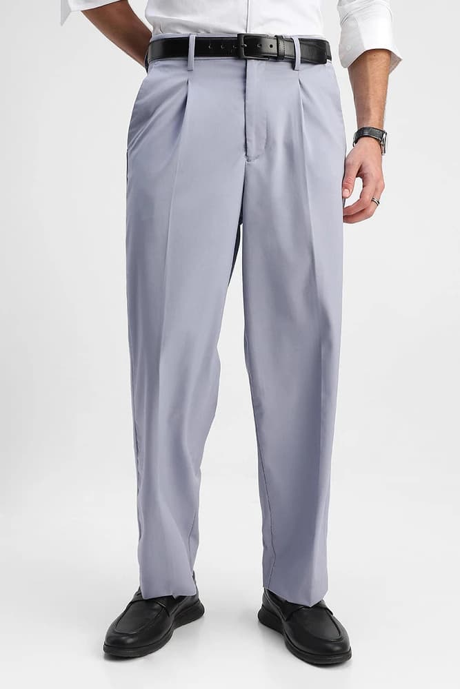 Relaxed Fit Polyester Plain Trousers