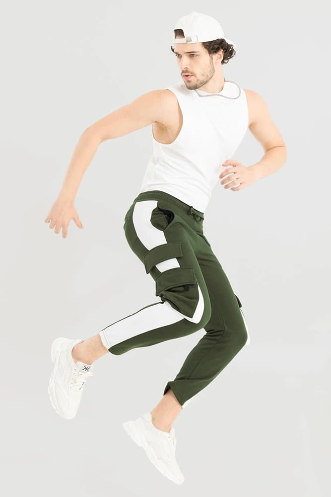 Slim Fit Cotton Colourblocked Cargo Pants