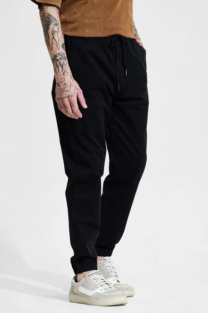 Slim Fit Cotton Solid Joggers & Trackpants