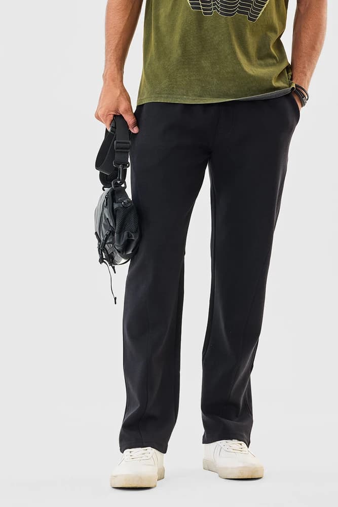 Baggy Fit Cotton Plain Joggers & Trackpants