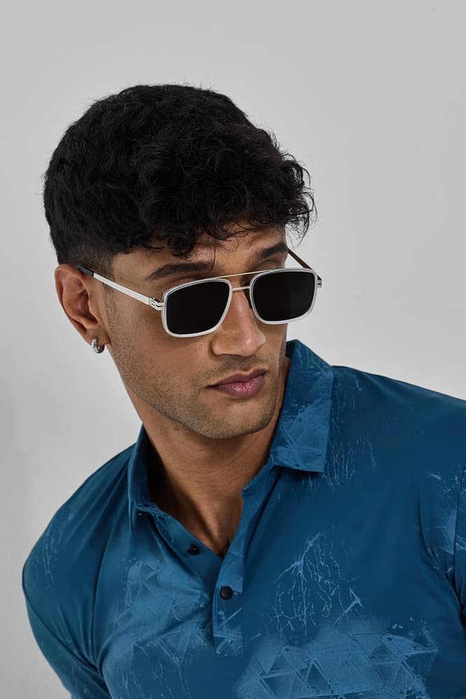 Stainless Steel Rectangular Sunglasses