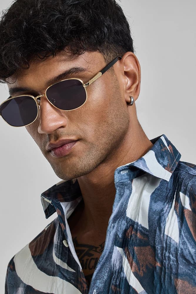 Stainless Steel Oval Sunglasses