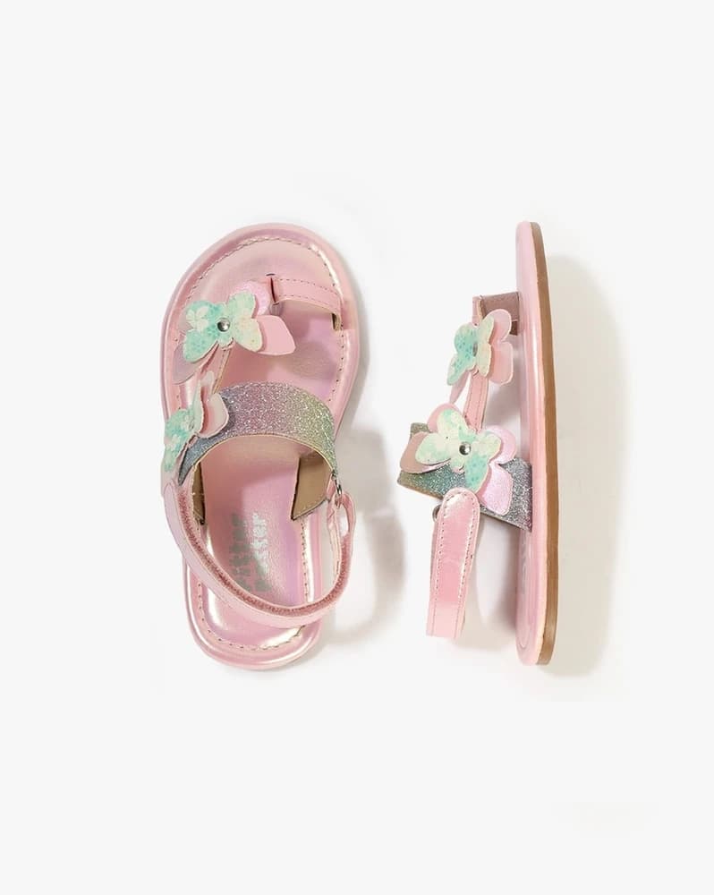 Girls Floral Applique Sling-Back Sandals