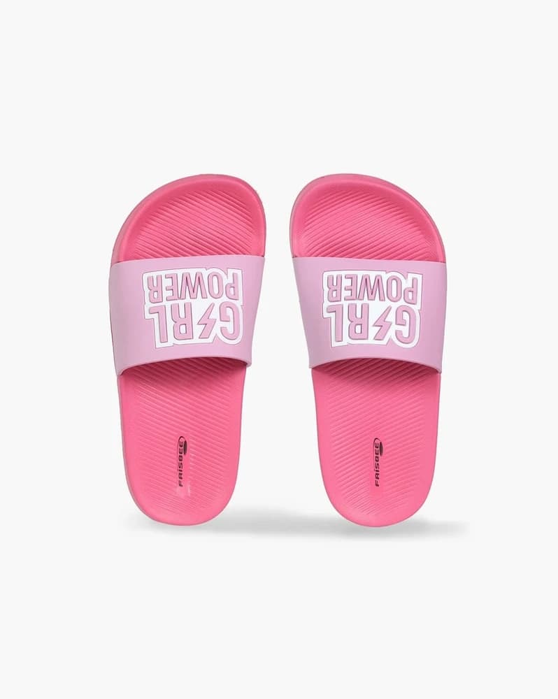 Girls Typographic Embossed Slip-On Slides