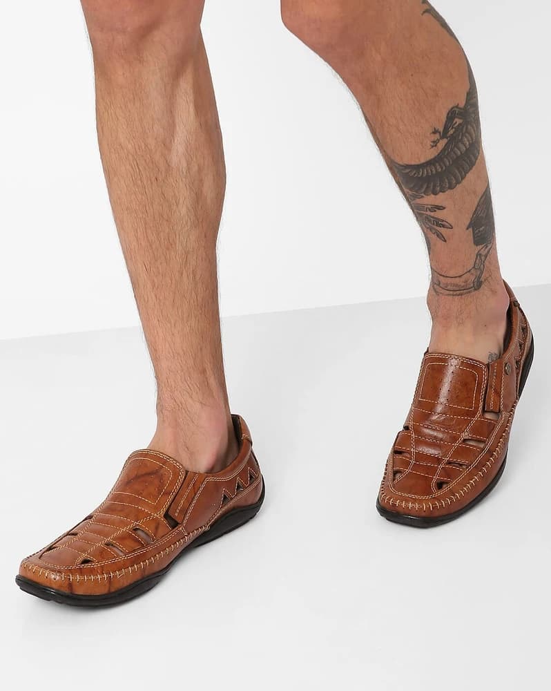 Genuine Leather Slip-On Sandals