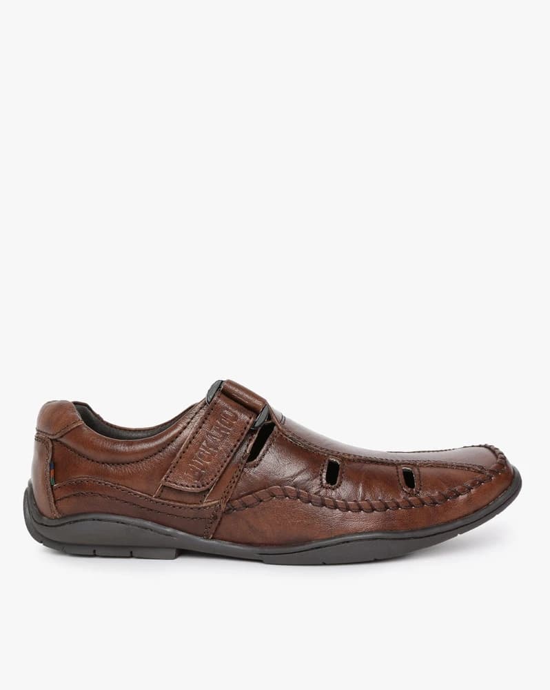 Genuine Leather Casual Shoes with Velcro Fastening