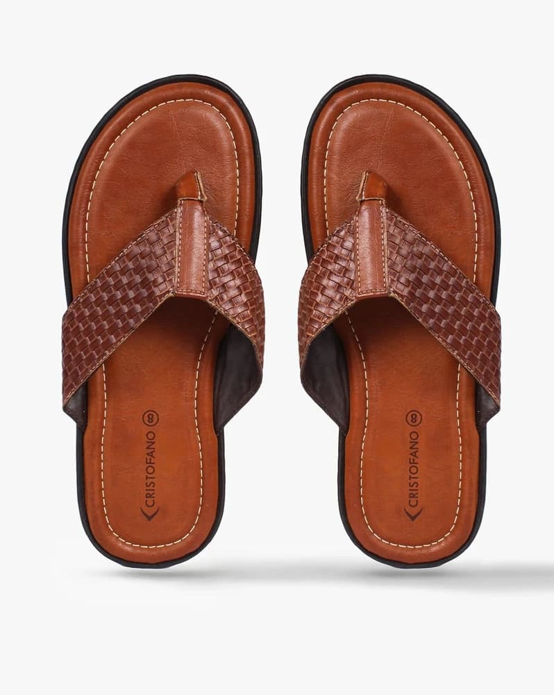 Basket-Weave Thong-Strap Slip-On Sandals