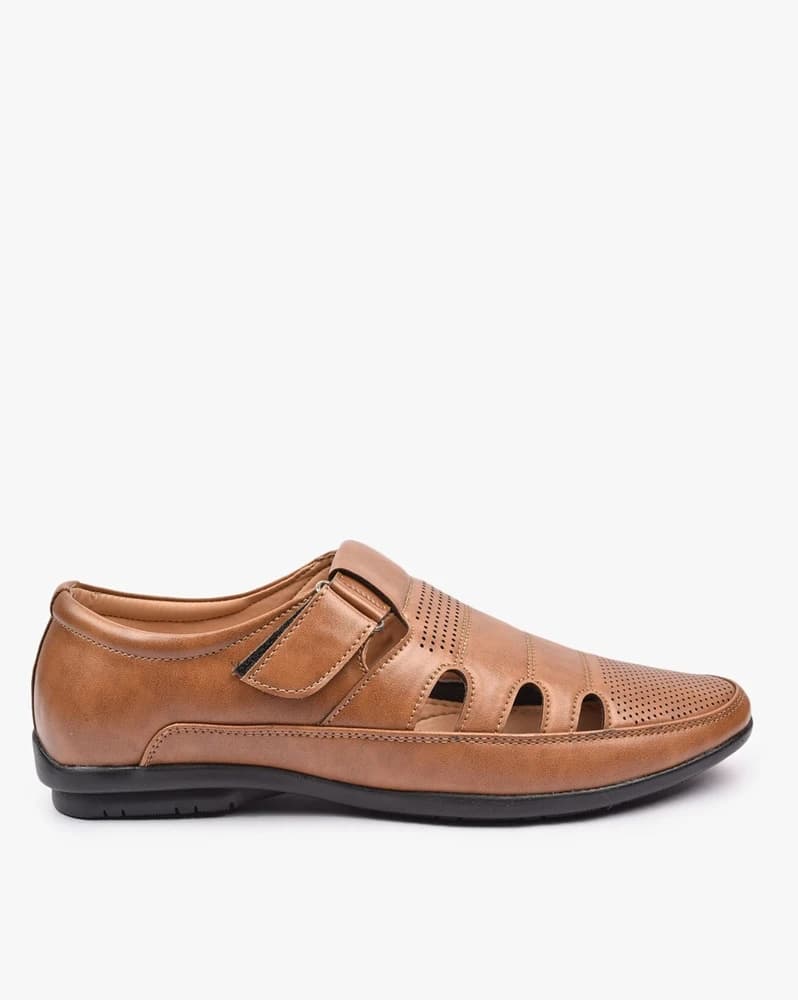 Perforated Sandals with Velcro Fastening