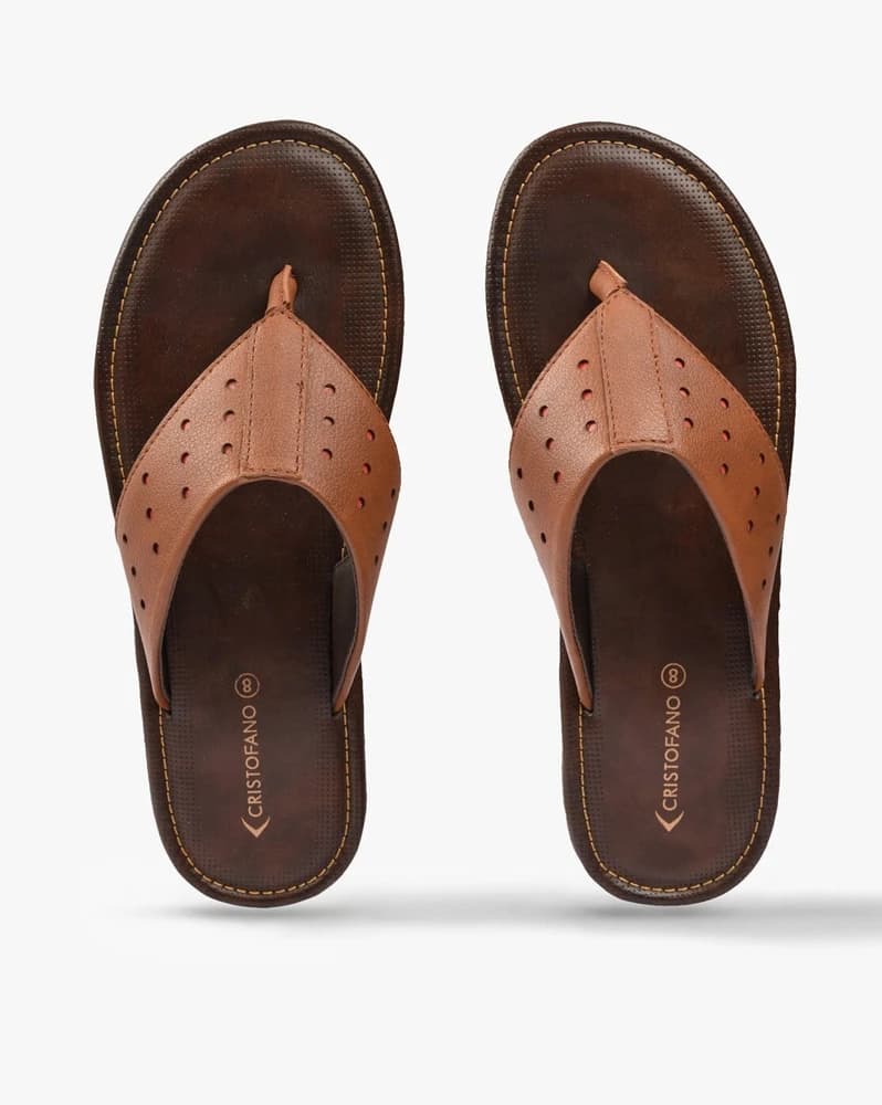 Perforated Thong-Strap Sandals