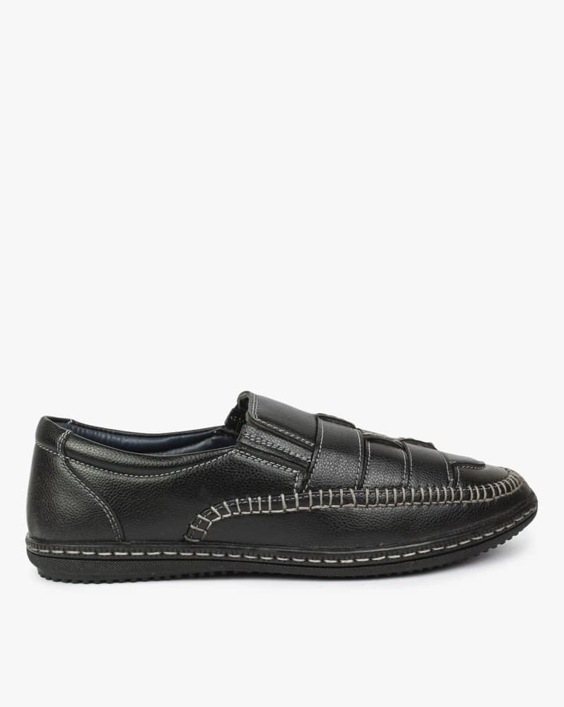 Panelled Slip-On Shoes with Moc-Stitch