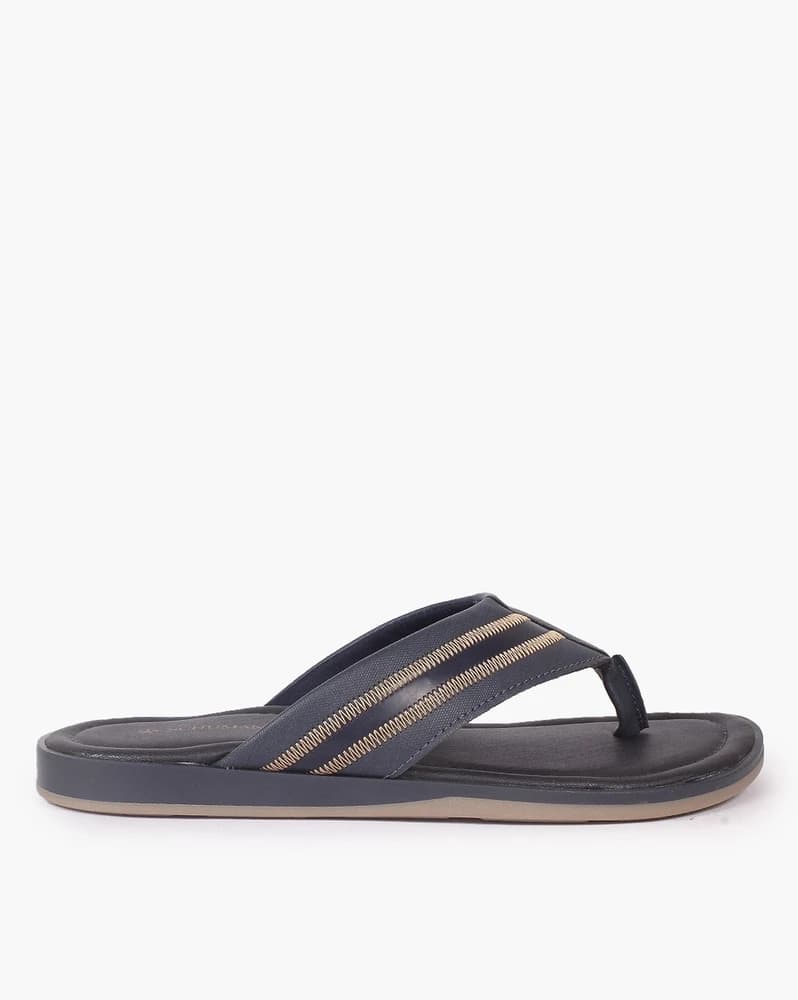 Men Striped Thong-Strap Flip-Flops