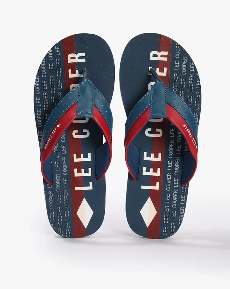 Men Brand Print Thong-Strap Flip-Flops
