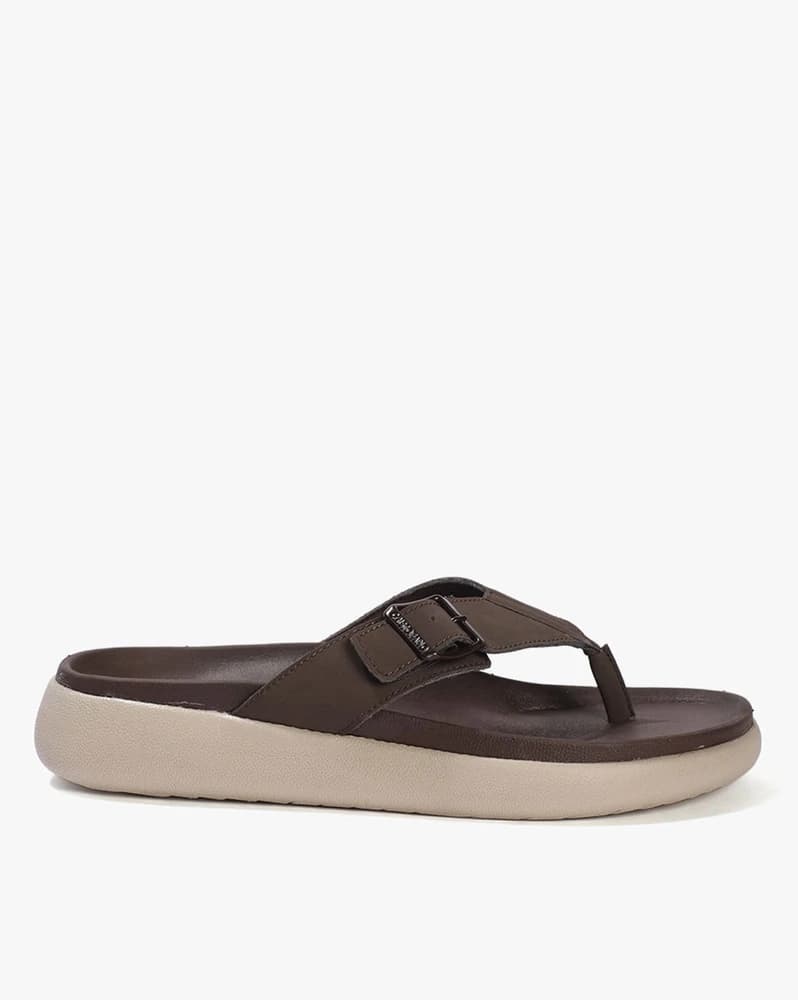 Men Thong-Strap Flip-Flops with Buckle Accent