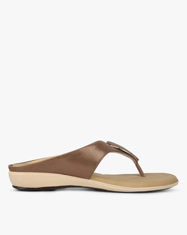Thong-Strap Flat Sandals with Metal Accent