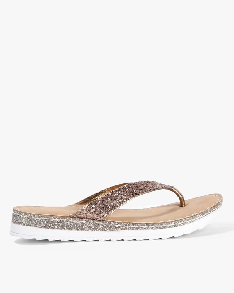 Embellished Thong-Strap Flat Sandals