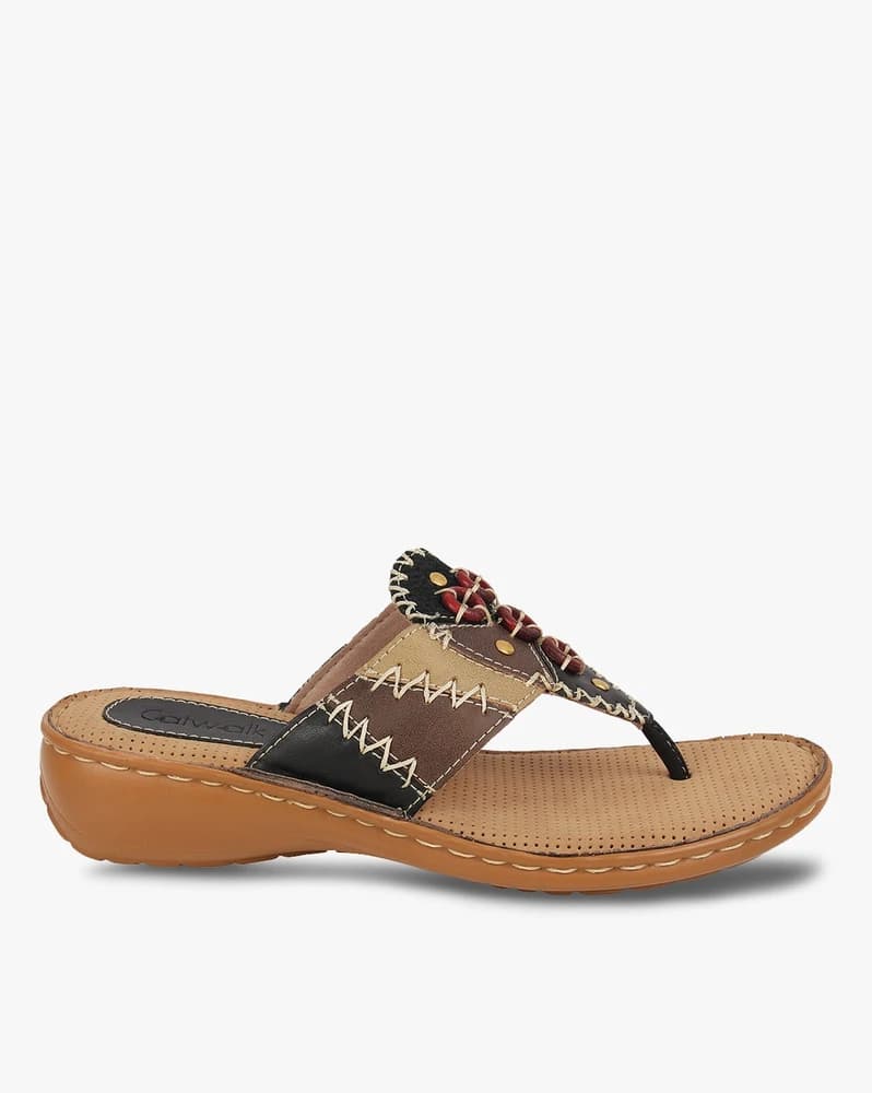 Thong-Style Flats with Embellishment