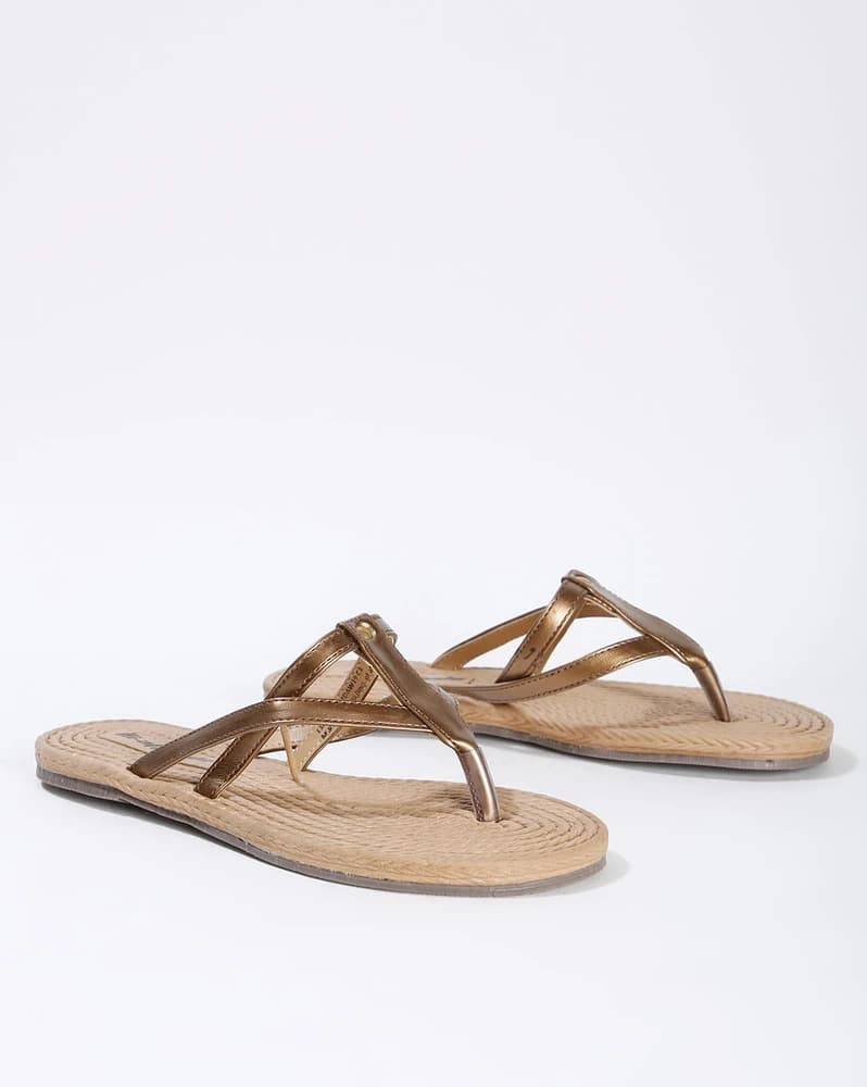 T-strap Flat Sandals with Braided Footbed
