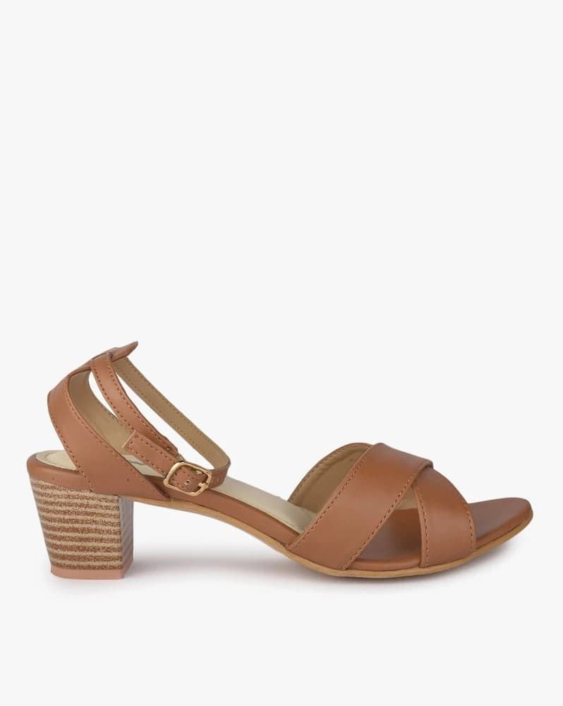 Chunky Heeled Sandals with Criss-Cross Straps