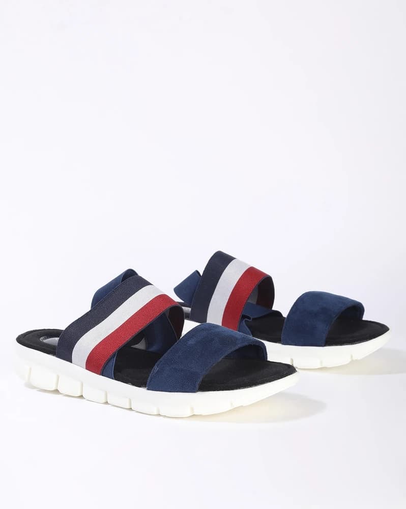 Dual Strap Sandals with Elasticated Ankle-Strap