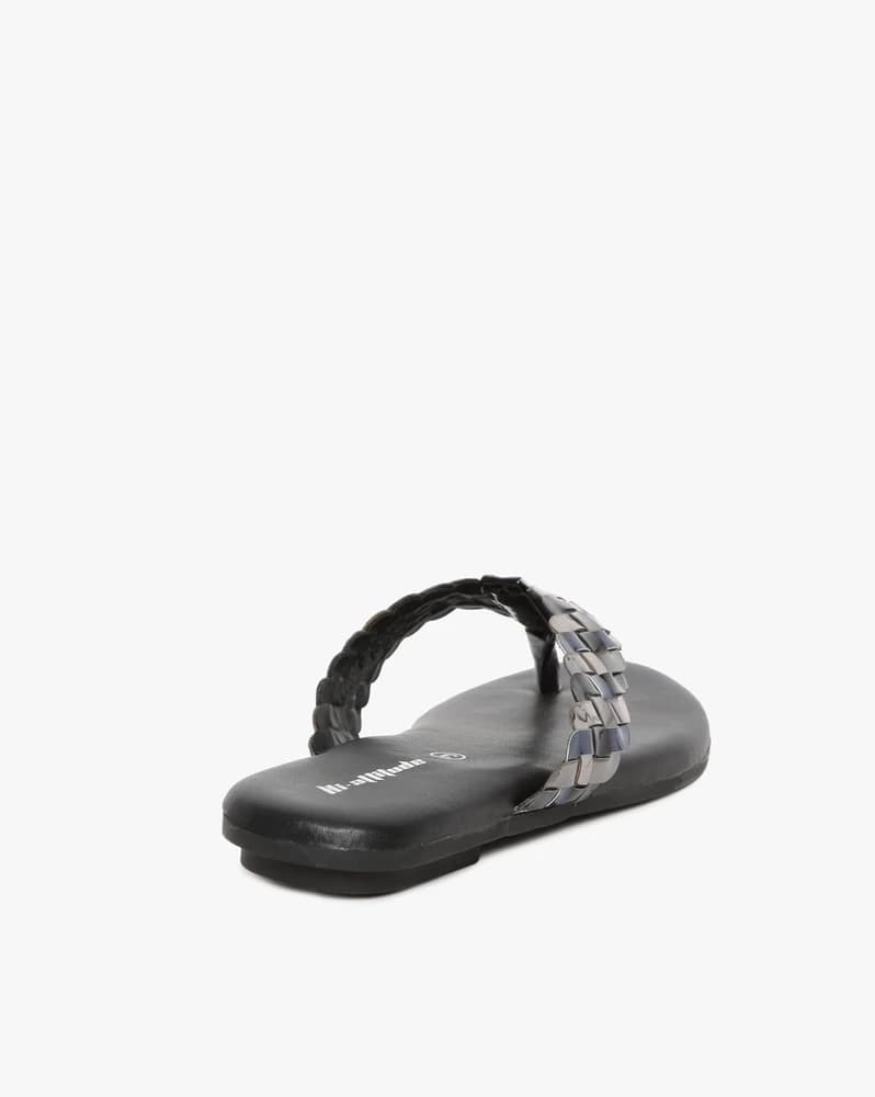Braided Thong-Strap Flat Sandals