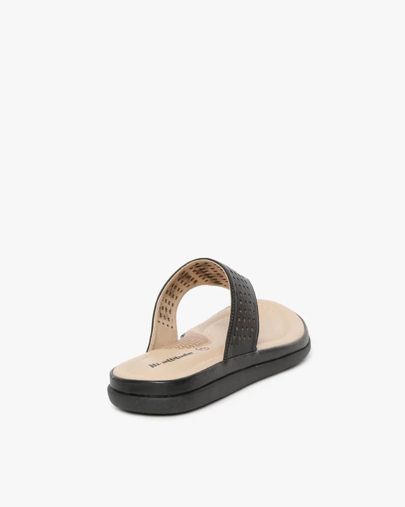 Laser-Cut T-Strap Flat Sandals