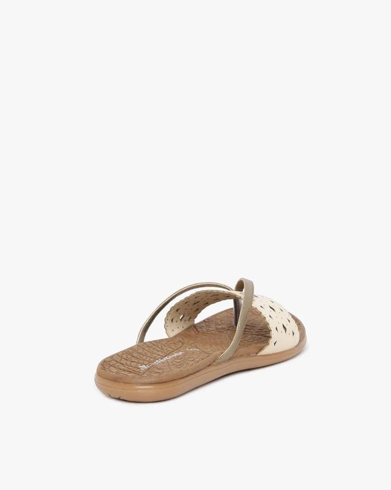 Laser-Cut Thong-Strap Flat Sandals