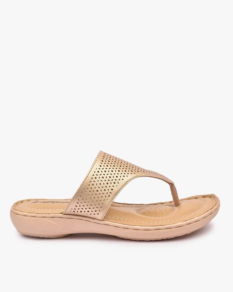 Thong-Strap Flat Sandals with Lasercuts