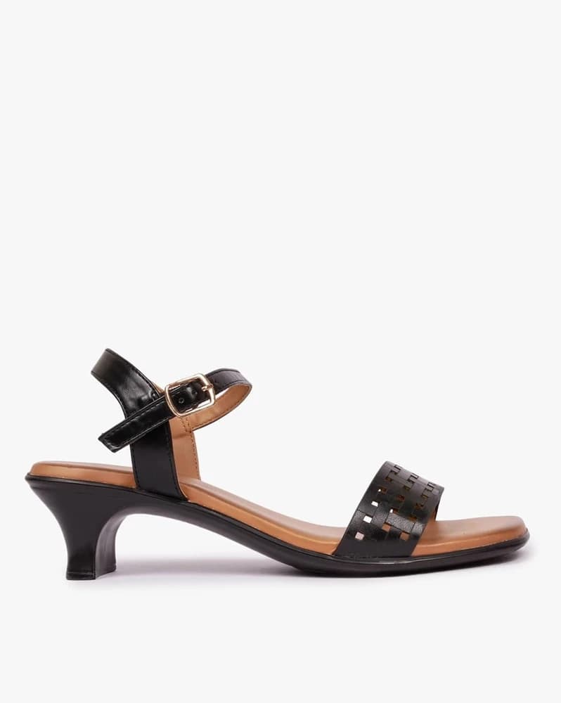 Strappy Kitten Heels with Buckle Closure